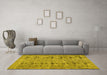 Machine Washable Abstract Yellow Contemporary Rug in a Living Room, wshcon446yw