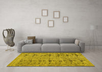 Machine Washable Abstract Yellow Contemporary Rug, wshcon446yw