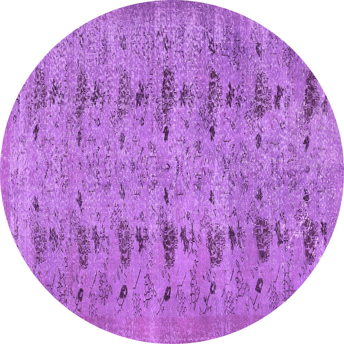 Round Abstract Purple Contemporary Rug, con446pur