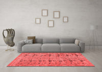 Machine Washable Abstract Red Contemporary Rug, wshcon446red