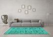 Machine Washable Abstract Turquoise Contemporary Area Rugs in a Living Room,, wshcon446turq