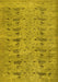 Machine Washable Abstract Yellow Contemporary Rug, wshcon446yw