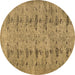 Round Abstract Brown Contemporary Rug, con446brn