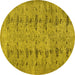 Round Machine Washable Abstract Yellow Contemporary Rug, wshcon446yw