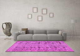 Machine Washable Abstract Pink Contemporary Rug in a Living Room, wshcon446pnk