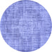 Round Abstract Blue Contemporary Rug, con447blu