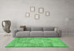 Machine Washable Abstract Emerald Green Contemporary Area Rugs in a Living Room,, wshcon447emgrn