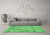 Machine Washable Abstract Emerald Green Contemporary Rug, wshcon447emgrn