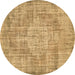 Round Machine Washable Abstract Brown Contemporary Rug, wshcon447brn