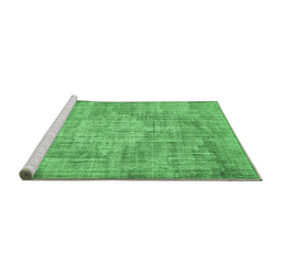 Sideview of Machine Washable Abstract Emerald Green Contemporary Area Rugs, wshcon447emgrn