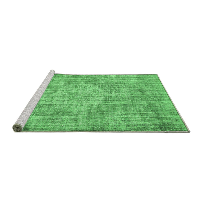 Sideview of Machine Washable Abstract Emerald Green Contemporary Area Rugs, wshcon447emgrn