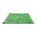 Sideview of Machine Washable Abstract Emerald Green Contemporary Area Rugs, wshcon447emgrn