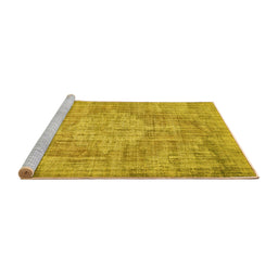 Sideview of Machine Washable Abstract Yellow Contemporary Rug, wshcon447yw