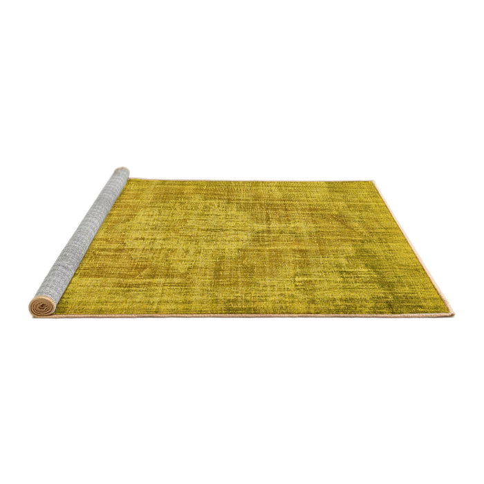 Sideview of Machine Washable Abstract Yellow Contemporary Rug, wshcon447yw