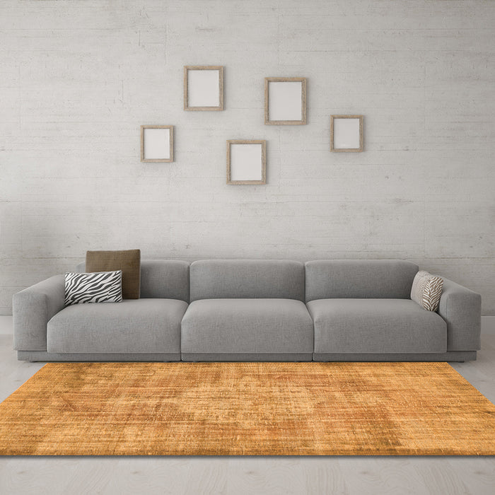 Machine Washable Abstract Orange Contemporary Area Rugs in a Living Room, wshcon447org