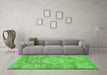 Machine Washable Abstract Green Contemporary Area Rugs in a Living Room,, wshcon447grn