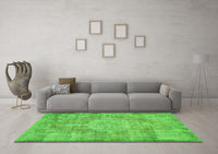 Machine Washable Abstract Green Contemporary Rug, wshcon447grn