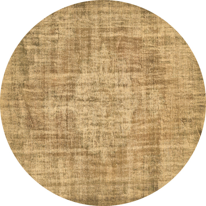 Round Abstract Brown Contemporary Rug, con447brn