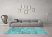 Machine Washable Abstract Light Blue Contemporary Rug, wshcon447lblu