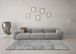 Machine Washable Abstract Gray Contemporary Rug in a Living Room,, wshcon447gry