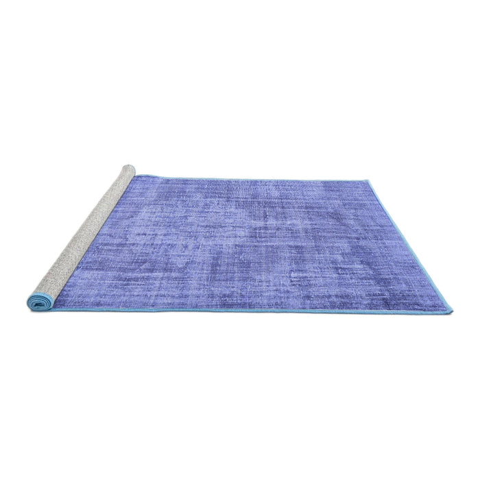 Sideview of Machine Washable Abstract Blue Contemporary Rug, wshcon447blu
