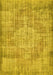 Machine Washable Abstract Yellow Contemporary Rug, wshcon447yw