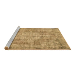 Sideview of Machine Washable Abstract Brown Contemporary Rug, wshcon447brn