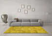 Machine Washable Abstract Yellow Contemporary Rug in a Living Room, wshcon447yw