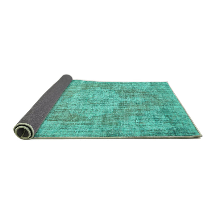 Sideview of Abstract Turquoise Contemporary Rug, con447turq