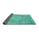 Sideview of Abstract Turquoise Contemporary Rug, con447turq