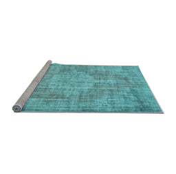 Sideview of Machine Washable Abstract Light Blue Contemporary Rug, wshcon447lblu