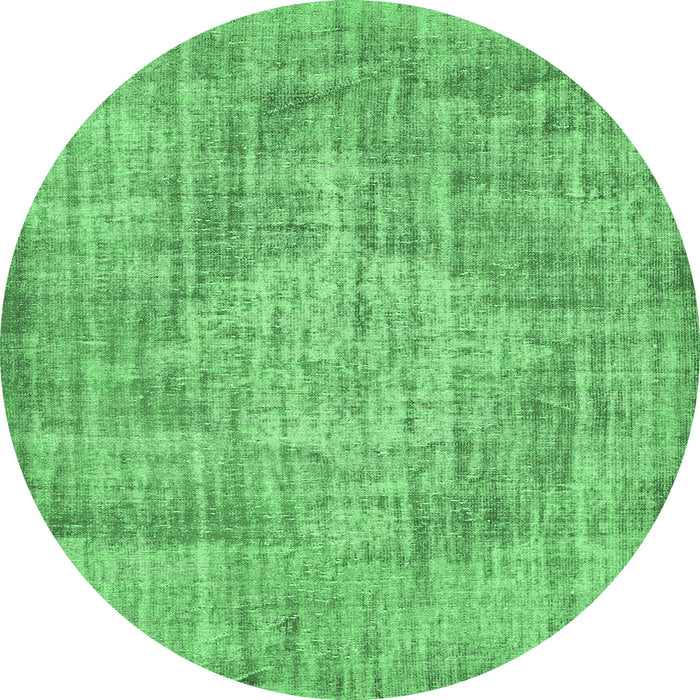 Round Machine Washable Abstract Emerald Green Contemporary Area Rugs, wshcon447emgrn