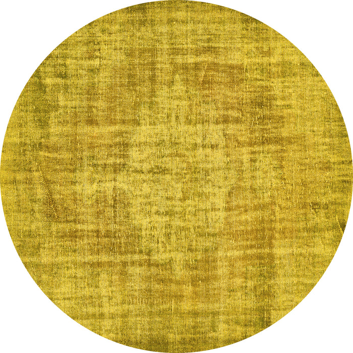 Round Abstract Yellow Contemporary Rug, con447yw