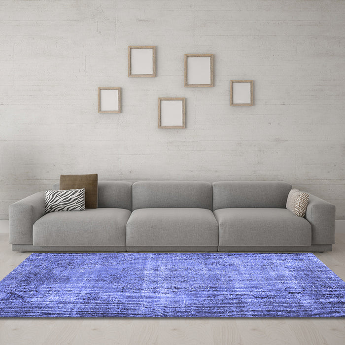 Machine Washable Abstract Blue Contemporary Rug in a Living Room, wshcon448blu
