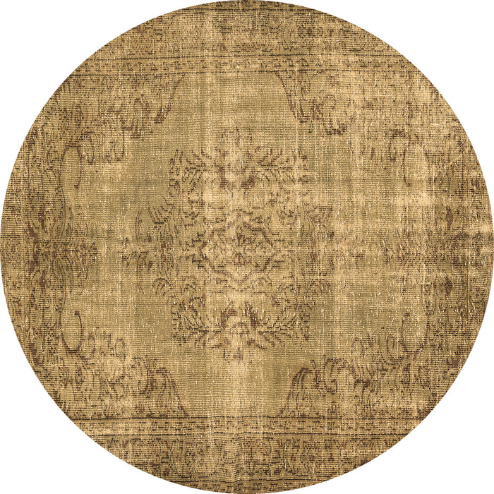 Round Abstract Brown Contemporary Rug, con448brn