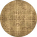 Round Abstract Brown Contemporary Rug, con448brn