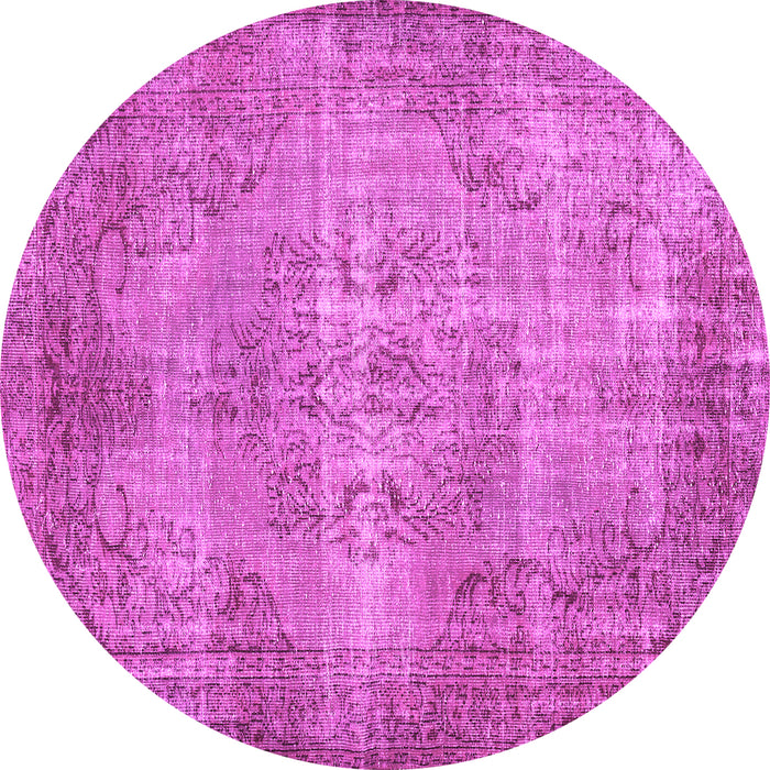 Round Machine Washable Abstract Pink Contemporary Rug, wshcon448pnk