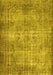 Machine Washable Abstract Yellow Contemporary Rug, wshcon448yw