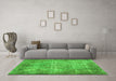 Machine Washable Abstract Green Contemporary Area Rugs in a Living Room,, wshcon448grn