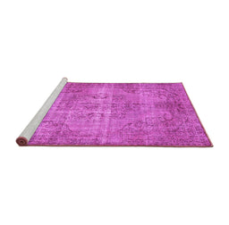 Sideview of Machine Washable Abstract Pink Contemporary Rug, wshcon448pnk