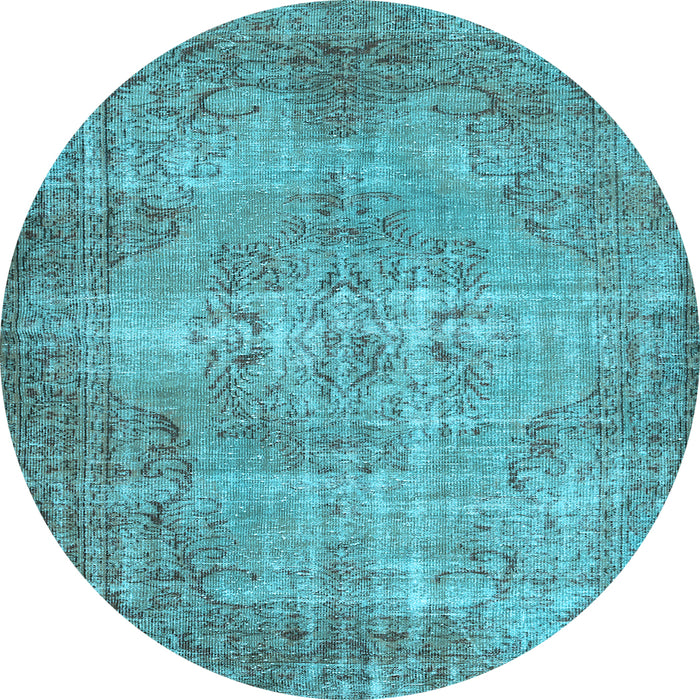 Round Abstract Light Blue Contemporary Rug, con448lblu