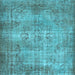 Square Abstract Light Blue Contemporary Rug, con448lblu