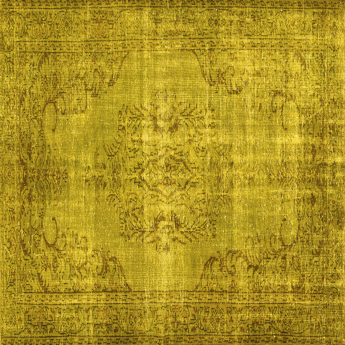 Square Abstract Yellow Contemporary Rug, con448yw