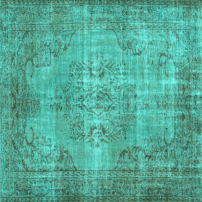 Square Abstract Turquoise Contemporary Rug, con448turq