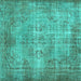 Square Abstract Turquoise Contemporary Rug, con448turq