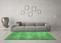 Machine Washable Abstract Emerald Green Contemporary Rug, wshcon448emgrn