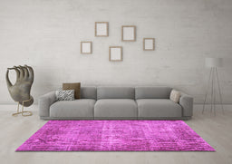 Machine Washable Abstract Pink Contemporary Rug in a Living Room, wshcon448pnk