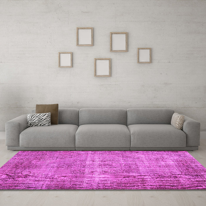 Machine Washable Abstract Pink Contemporary Rug in a Living Room, wshcon448pnk