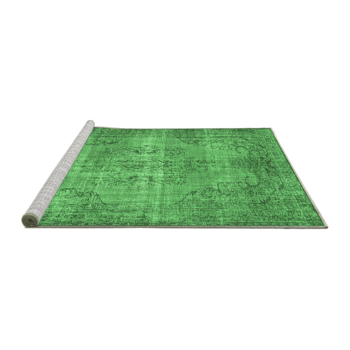 Sideview of Machine Washable Abstract Emerald Green Contemporary Area Rugs, wshcon448emgrn
