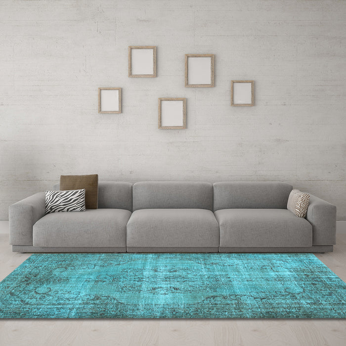 Machine Washable Abstract Light Blue Contemporary Rug in a Living Room, wshcon448lblu